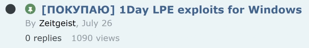 Users Buying Local Privilege Escalation (LPE) Exploits for Windows Machines