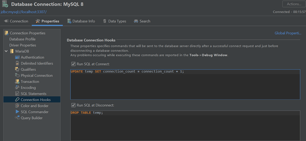 Connection Hooks in DbVisualizer
