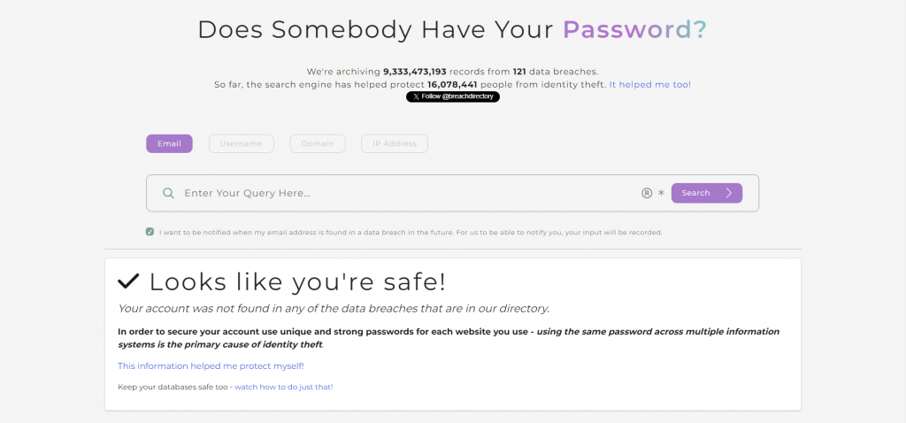 The BreachDirectory Data Breach Search Engine