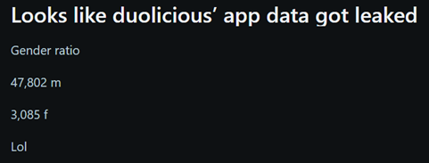 Initial Signs of a Possible Duolicious Data Leak
