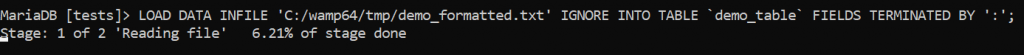 Stage 1 of LOAD DATA INFILE